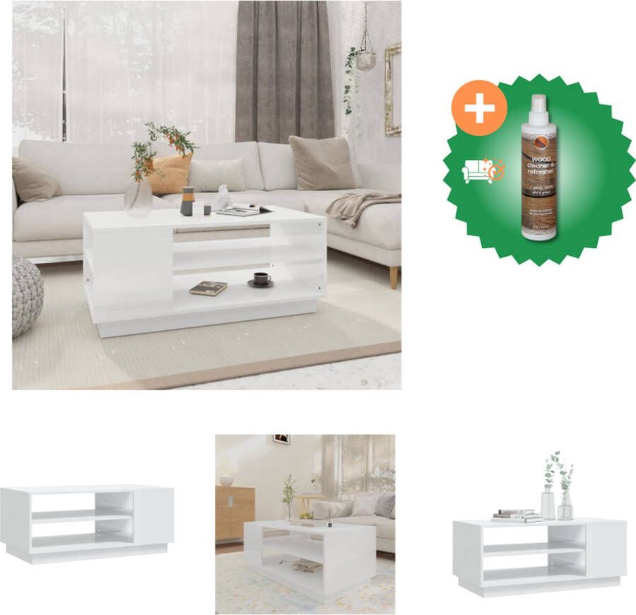 VidaXL Salontafel Hoogglans wit 102 x 55 x 43 cm (B x D x H) Montage vereist Tafel Inclusief Houtreiniger en verfrisser