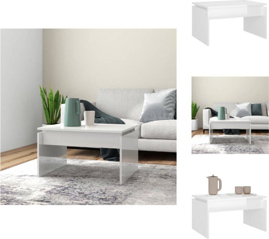 VidaXL Salontafel Salontafels Koffie Tafel Koffie Tafels Salontafel 68x50x38 cm bewerkt hout hoogglans wit - Foto 2