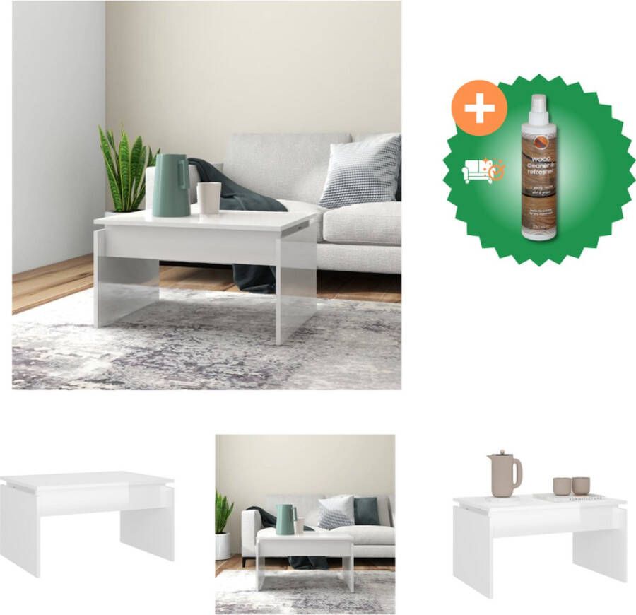 VidaXL Salontafel Hoogglans Wit 68 x 50 x 38 cm (L x B x H) Tafel Inclusief Houtreiniger en verfrisser