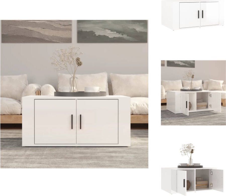 VidaXL Salontafel Salontafels Tafel Bijzettafel Salontafel 80x50x36 cm bewerkt hout hoogglans wit