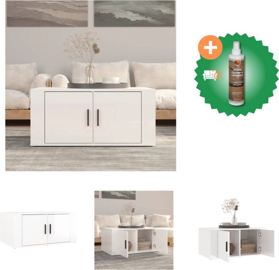 VidaXL Salontafel Hoogglans wit 80 x 50 x 36 cm Duurzaam materiaal Tafel Inclusief Houtreiniger en verfrisser