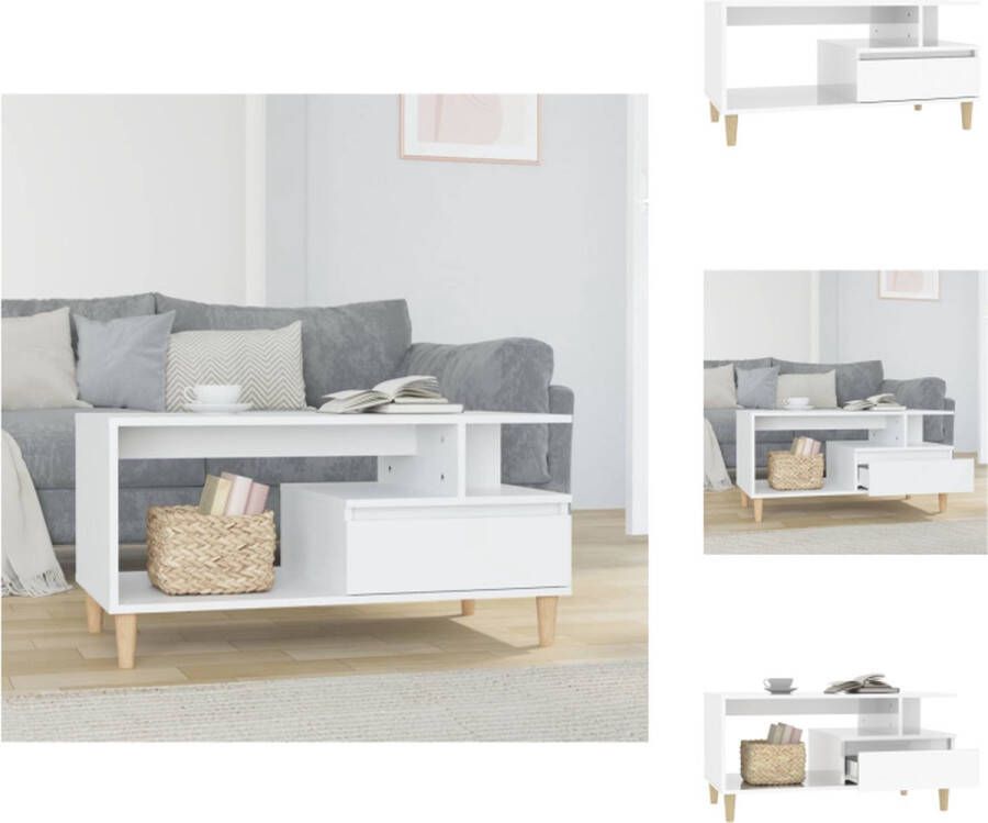 VidaXL Salontafel Salontafels Tafel Bijzettafel Salontafel 90x49x45 cm bewerkt hout hoogglans wit