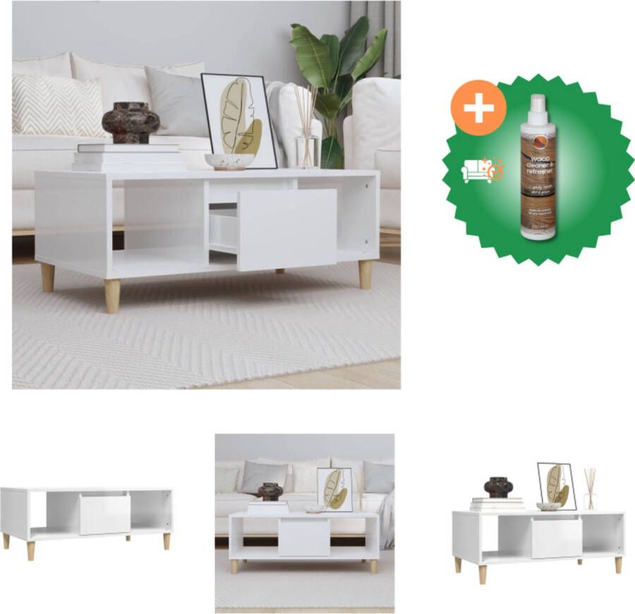 VidaXL Salontafel Scandinavische Stijl Opbergruimte Hout 90x50x36.5 cm Tafel Inclusief Houtreiniger en verfrisser