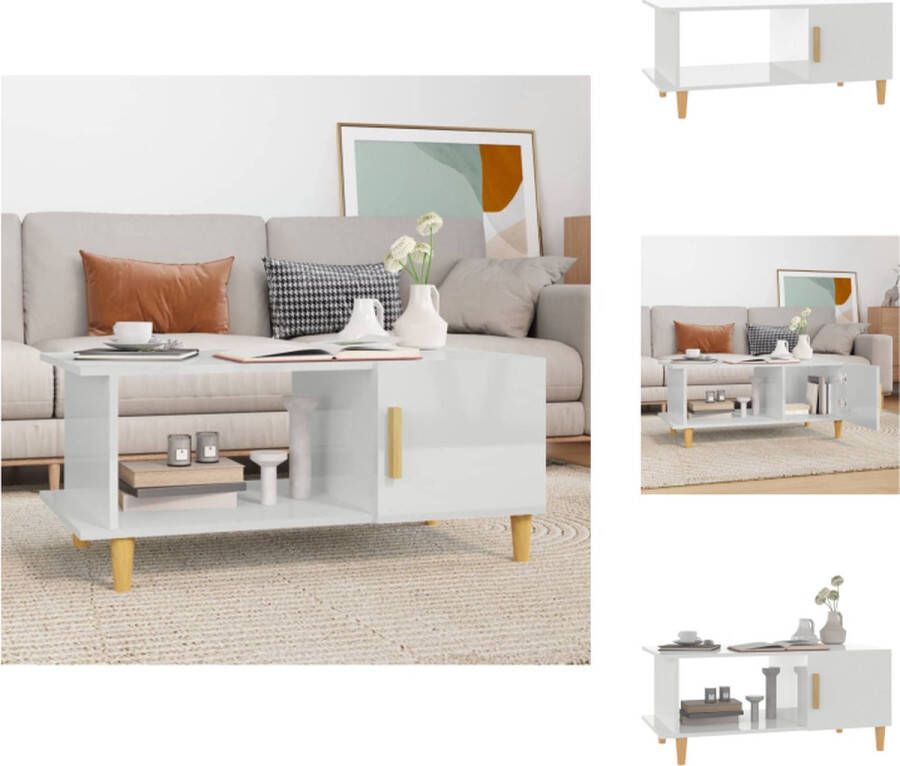 VidaXL Salontafel Salontafels Tafel Bijzettafel -Salontafel-90x50x40-cm-bewerkt-hout-hoogglans-wit - Foto 10