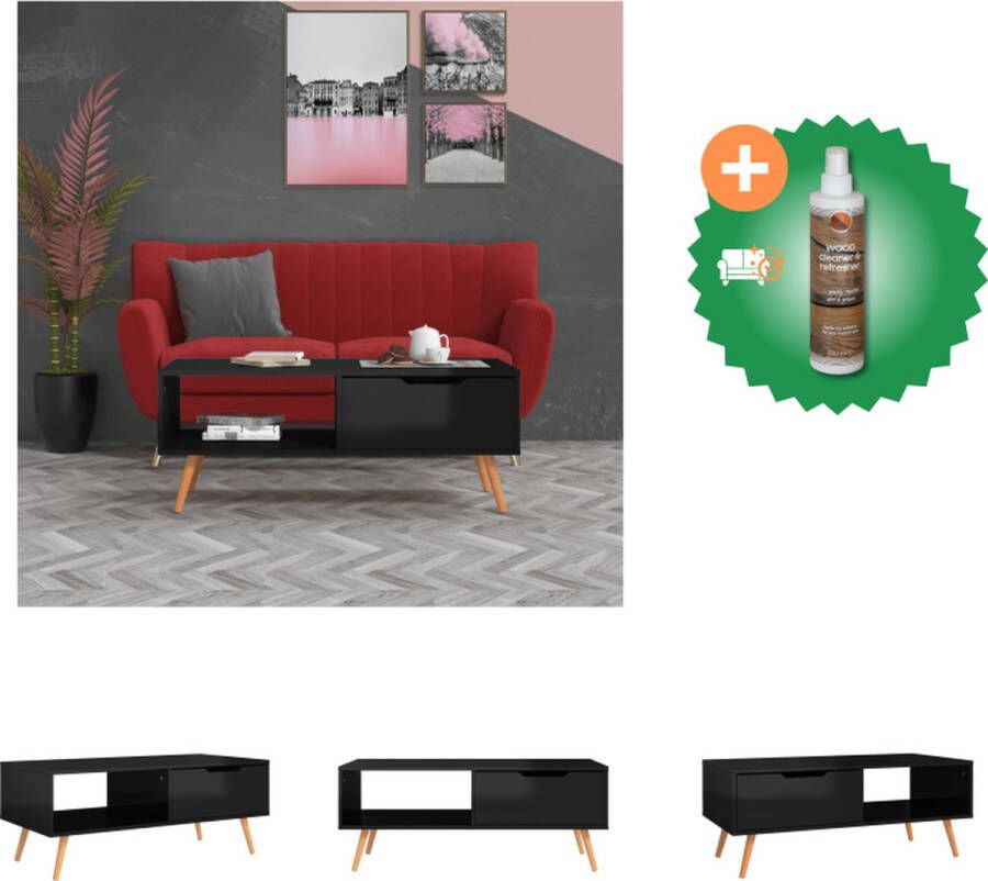 VidaXL Salontafel Hoogglans zwart 100 x 49.5 x 43 cm Spaanplaat Tafel Inclusief Houtreiniger en verfrisser