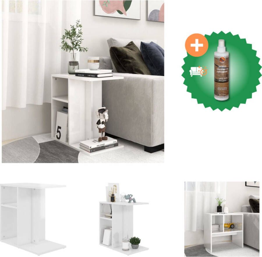 VidaXL salontafel hooglans wit 50 x 30 x 50 cm spaanplaat Tafel Inclusief Houtreiniger en verfrisser