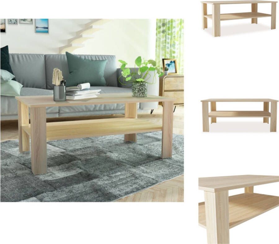 VidaXL Salontafel Salontafels Koffietafel Koffietafels Salontafel 100x59x42 cm bewerkt hout eikenkleurig - Foto 2