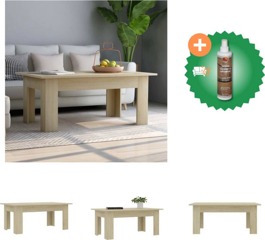 VidaXL Salontafel 100x60x42 cm bewerkt hout sonoma eikenkleurig Tafel Inclusief Houtreiniger en verfrisser