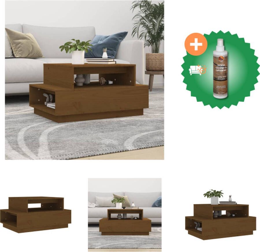 VidaXL Salontafel 80x55x40-5 cm massief grenenhout honingbruin Tafel Inclusief Houtreiniger en verfrisser