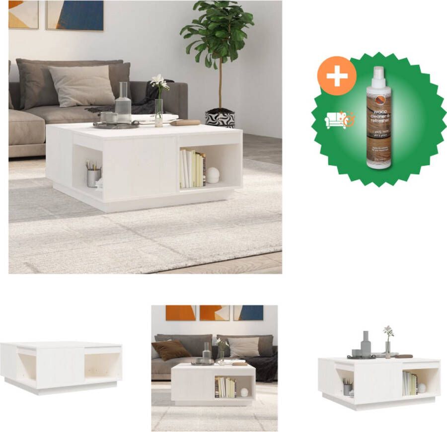 VidaXL Salontafel 80x81x36-5 cm massief grenenhout wit Tafel Inclusief Houtreiniger en verfrisser