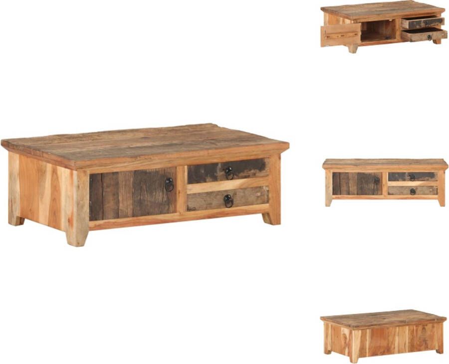 VidaXL Salontafel Salontafels Koffietafel Koffietafels Salontafel 90x50x31 cm massief gerecycled hout - Foto 2