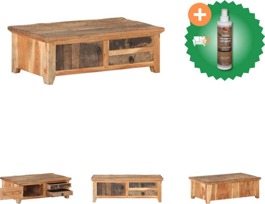 VidaXL Salontafel 90x50x31 cm massief gerecycled hout Tafel Inclusief Houtreiniger en verfrisser