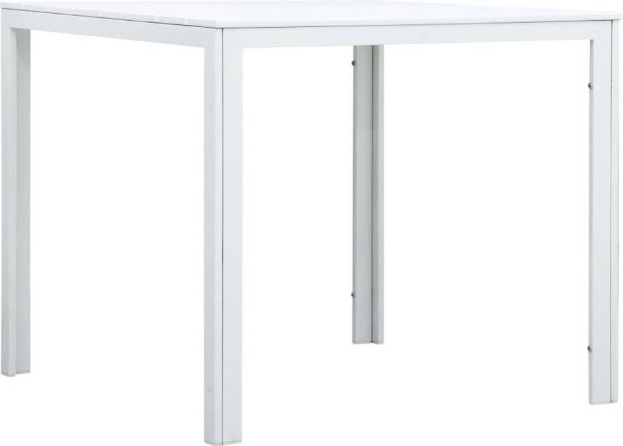 VidaXL Salontafel Houtlook 78x78x74 cm Wit Salontafel Buitentafel Tuintafel Houten Look Witte Salontafel Kunststoffen Meubilair Terrasmeubelen - Foto 2