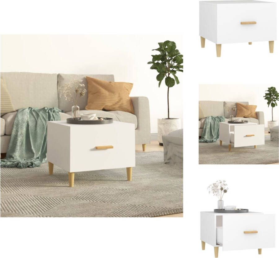 VidaXL Salontafel Salontafels Tafel Bijzettafel Salontafel 50x50x40 cm bewerkt hout wit - Foto 2