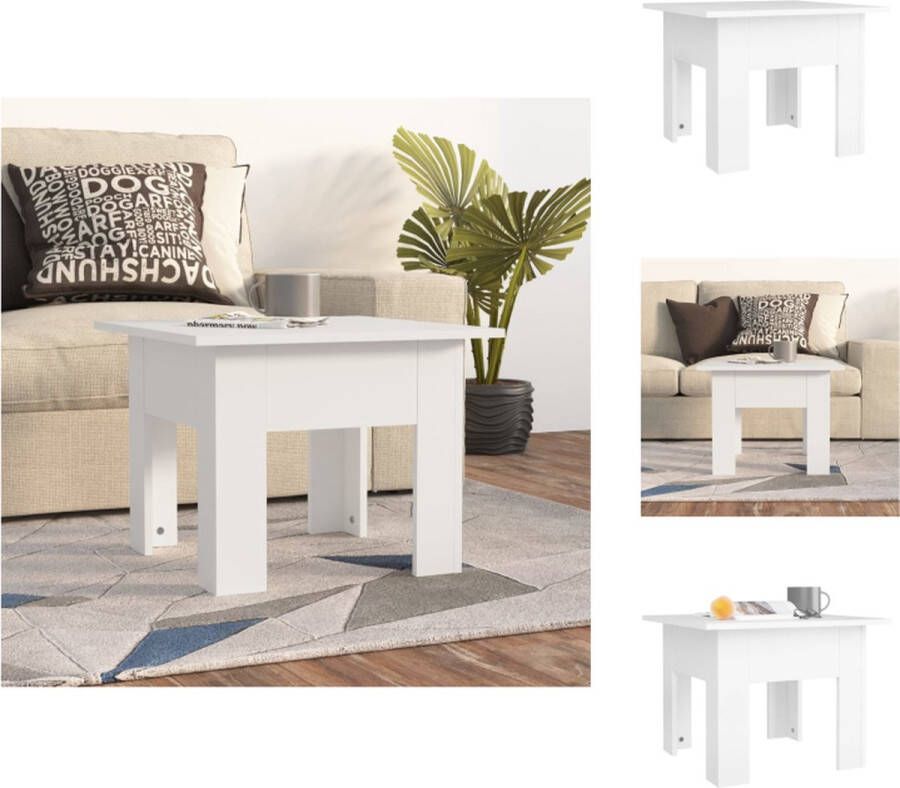 VidaXL Salontafel Salontafels Woonkamertafel Banktafel Salontafel 55x55x42 cm bewerkt hout wit - Foto 2