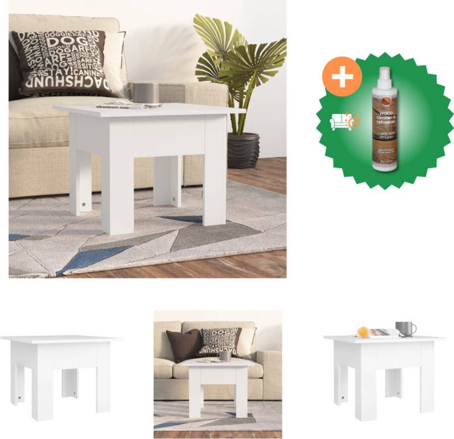 VidaXL Salontafel 55x55x42 cm bewerkt hout wit Tafel Inclusief Houtreiniger en verfrisser