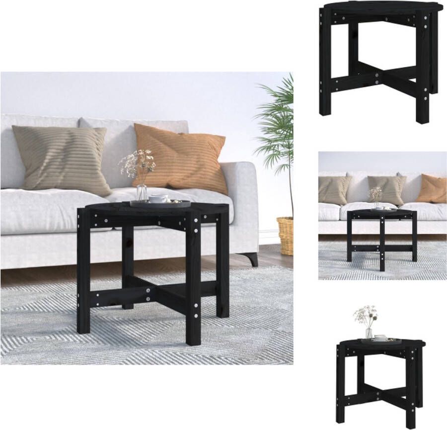 VidaXL Salontafel Salontafels Tafel Bijzettafel Salontafel Ø 62-5x45 cm massief grenenhout zwart - Foto 2