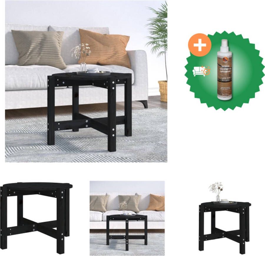 VidaXL Salontafel Ø 62-5x45 cm massief grenenhout zwart Tafel Inclusief Houtreiniger en verfrisser