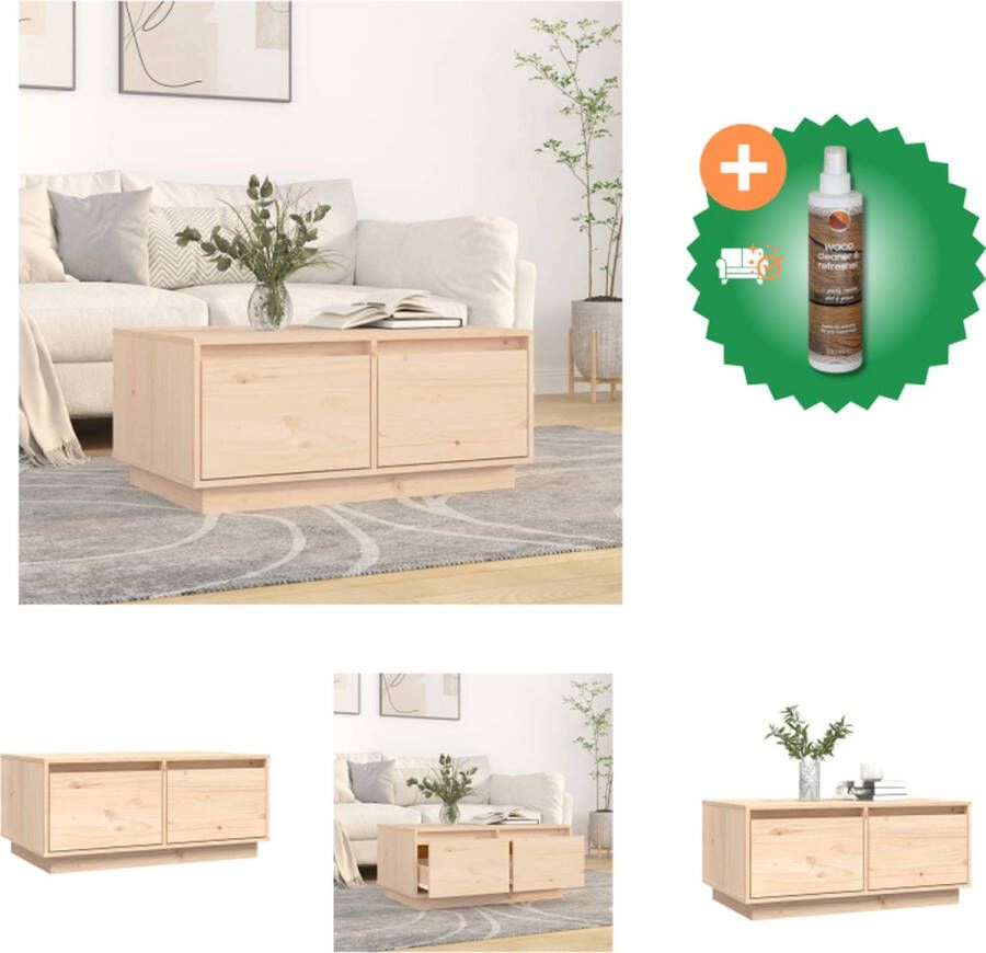 VidaXL Salontafel Houten 80 x 50 x 35 cm Massief Grenenhout Tafel Inclusief Houtreiniger en verfrisser - Foto 2