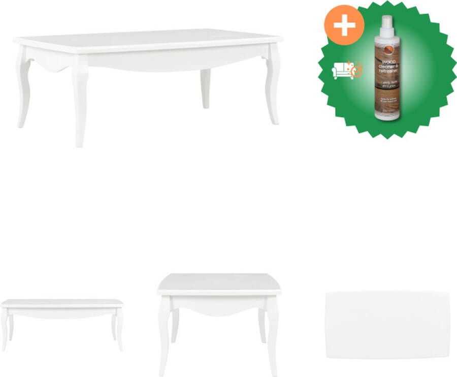 VidaXL Salontafel Houten Franse Stijl 110x60x40cm Wit Tafel Inclusief Houtreiniger en verfrisser