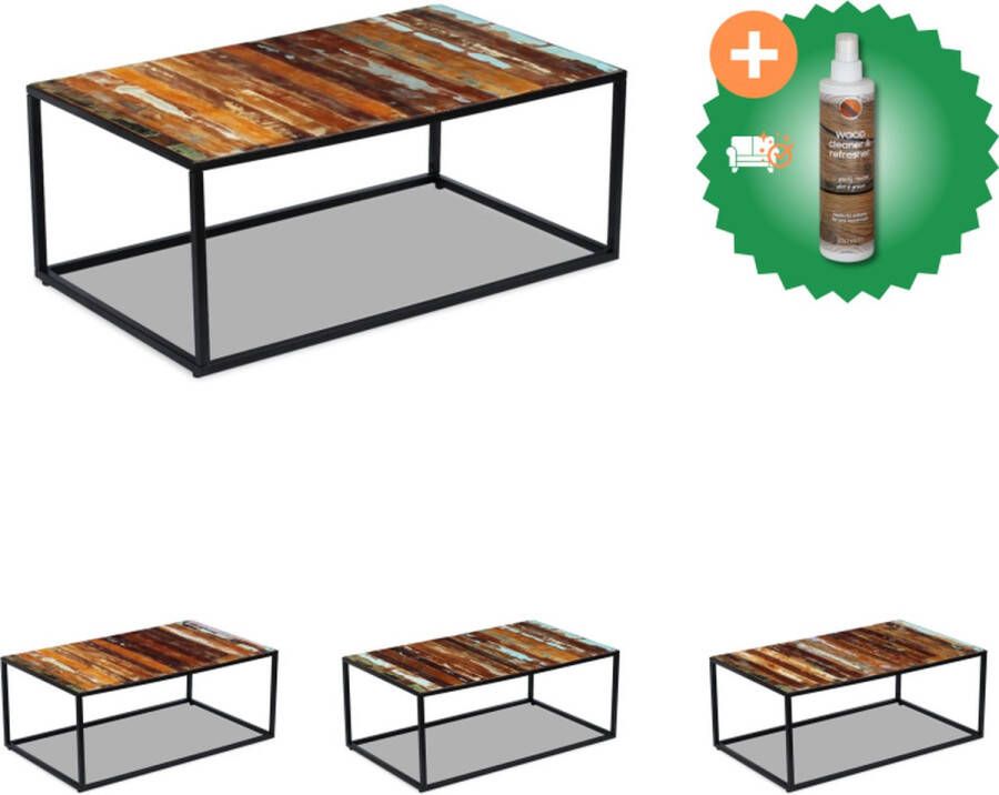 VidaXL Salontafel Houten Gerecycled Meerkleurig 100x60x40cm Tafel Inclusief Houtreiniger en verfrisser
