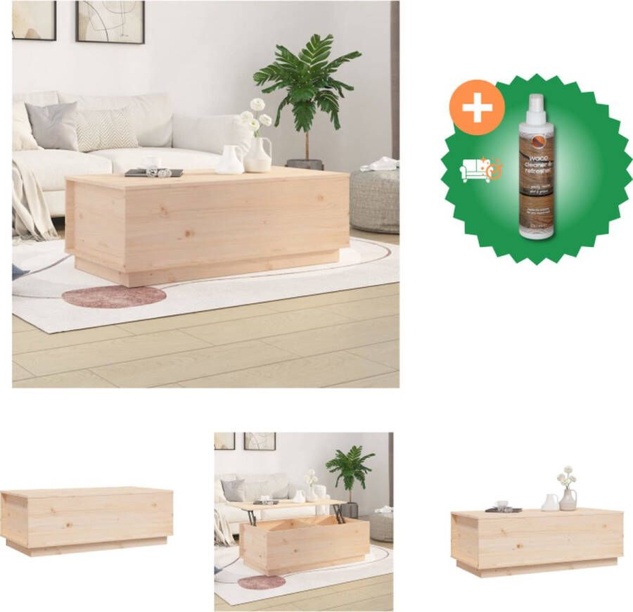 VidaXL Salontafel Massief Grenenhout 100 x 50 x 35 cm Met opbergruimte Tafel Inclusief Houtreiniger en verfrisser