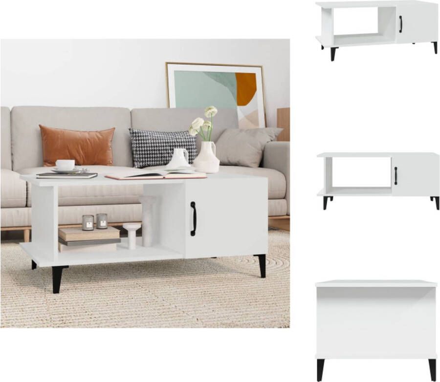 VidaXL Salontafel Salontafels Bijzettafel Woonkamertafel Salontafel 90x50x40 cm bewerkt hout wit - Foto 2