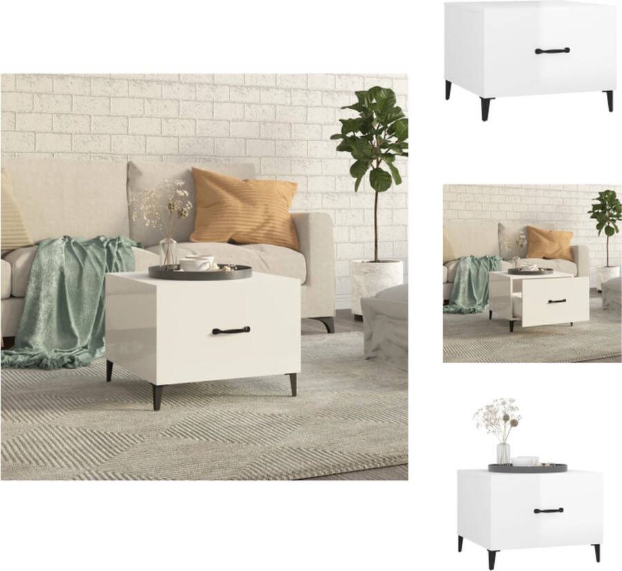 VidaXL Salontafel Salontafels Tafel Bijzettafel Salontafel met metalen poten 50x50x40 cm hoogglans wit - Foto 2