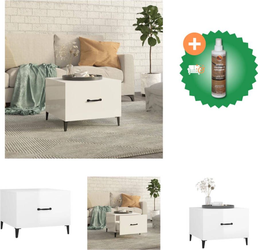 VidaXL Salontafel met metalen poten 50x50x40 cm hoogglans wit Tafel Inclusief Houtreiniger en verfrisser