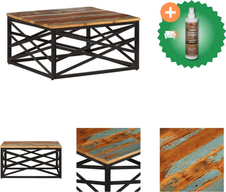 VidaXL Salontafel Industrial 68 x 68 x 35 cm Gerecycled Hout en Staal Tafel Inclusief Houtreiniger en verfrisser