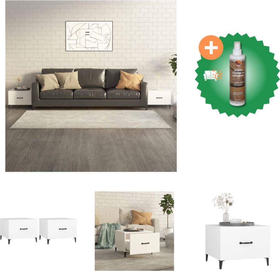 VidaXL Salontafel Industrial Collection Set van 2 50 x 50 x 40 cm Wit Tafel Inclusief Houtreiniger en verfrisser