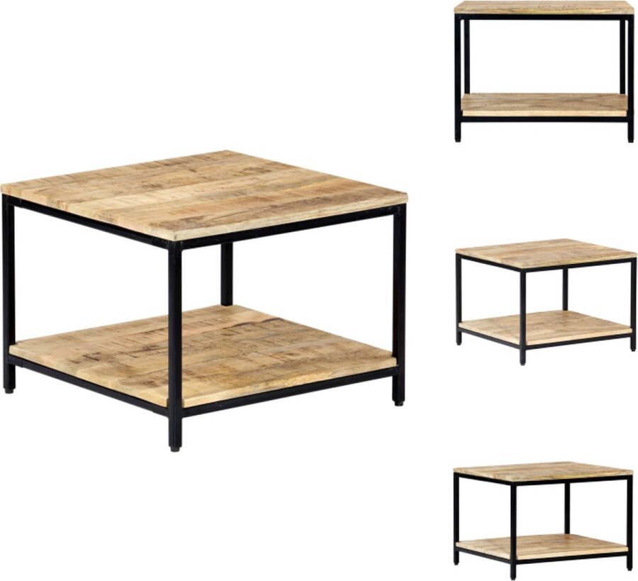 VidaXL Salontafel Industrieel 60x60x45 cm Mangohouten blad Gepoedercoat ijzer Tafel