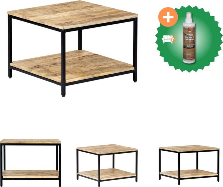 VidaXL Salontafel Industrieel 60x60x45 cm Mangohouten blad Gepoedercoat ijzer Tafel Inclusief Houtreiniger en verfrisser