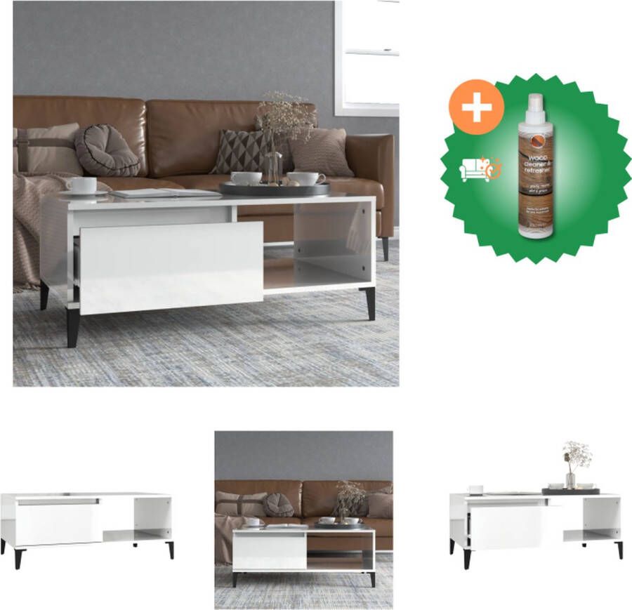 VidaXL Salontafel Scandinavische Stijl Opbergruimte Hout 90x50x36.5 cm Tafel Inclusief Houtreiniger en verfrisser - Foto 3