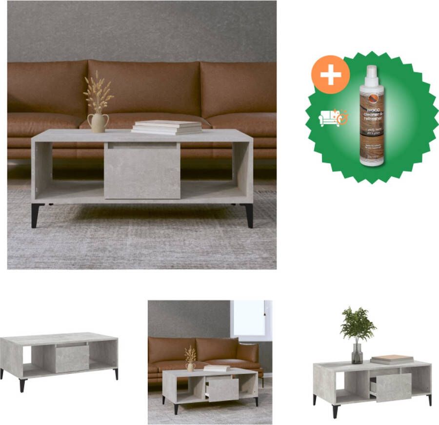 VidaXL Salontafel Scandinavische stijl Betongrijs 90x50x36.5cm Tafel Inclusief Houtreiniger en verfrisser