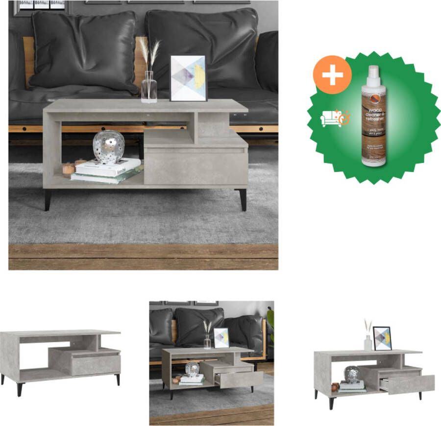 VidaXL Salontafel Seria Betongrijs 90 x 49 x 45 cm Duurzaam bewerkt hout Tafel Inclusief Houtreiniger en verfrisser - Foto 2
