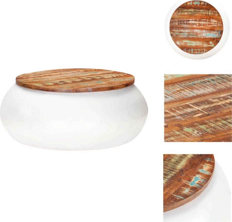 VidaXL Salontafel Salontafels Tafel Tafels Salontafel 68x68x30 cm massief gerecycled hout wit - Foto 2