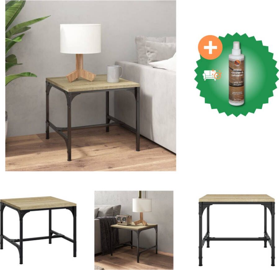 VidaXL Salontafel 50x50x35 cm bewerkt hout sonoma eikenkleurig Tafel Inclusief Houtreiniger en verfrisser