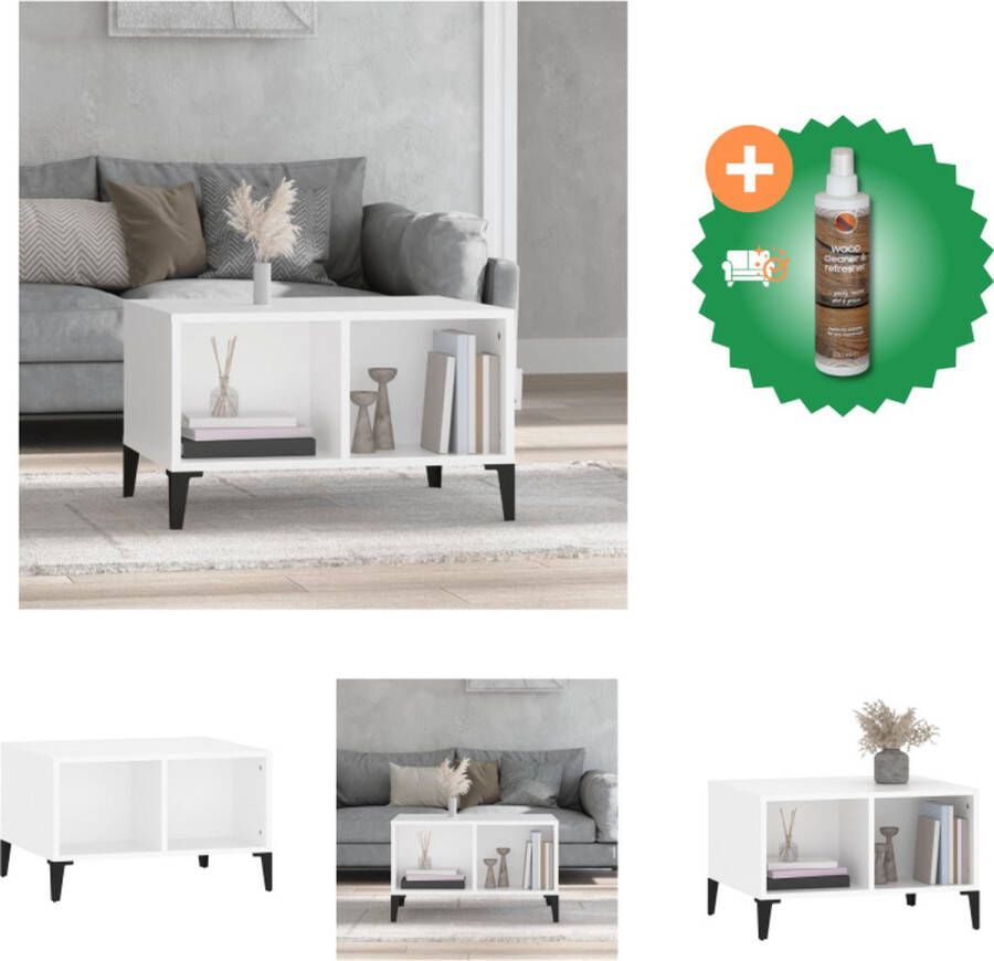 VidaXL Salontafel Industrieel Wit 60 x 50 x 36.5 cm Bewerkt hout en metaal Tafel Inclusief Houtreiniger en verfrisser - Foto 2