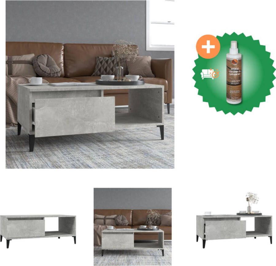 VidaXL Salontafel Scandinavische stijl Betongrijs 90x50x36.5cm Tafel Inclusief Houtreiniger en verfrisser - Foto 3