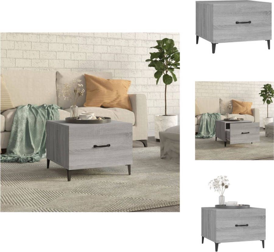 VidaXL Salontafel Salontafels Tafel Bijzettafel Salontafel met metalen poten 50x50x40 cm grijs sonoma eiken - Foto 2