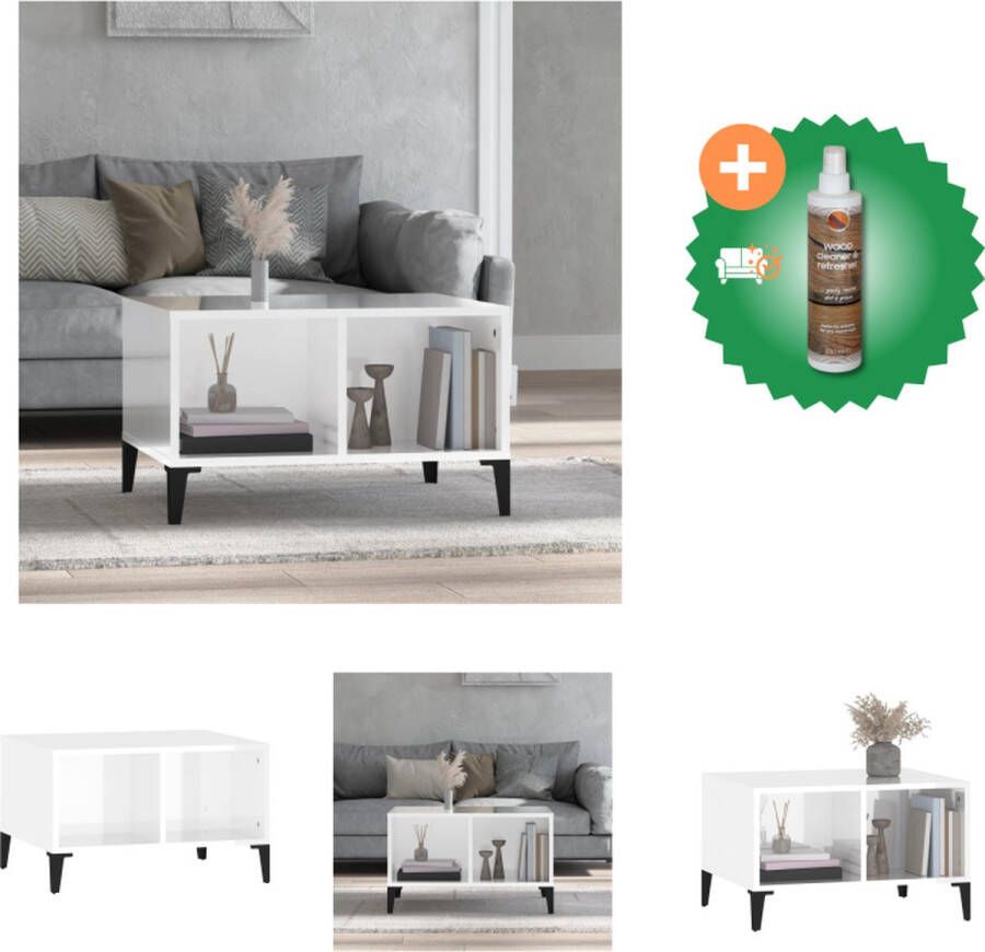 VidaXL Salontafel Scandinavische Stijl Hoogglans Wit 60 x 50 x 36.5 cm Tafel Inclusief Houtreiniger en verfrisser