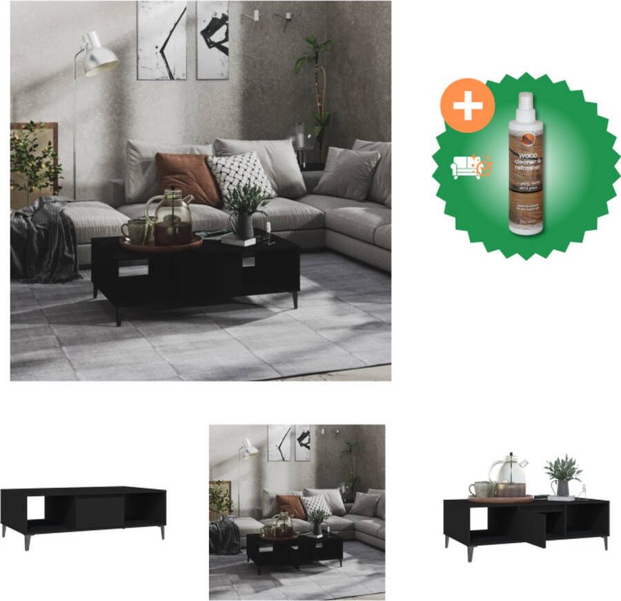 VidaXL Salontafel Scandinavische Stijl Opbergschappen 103.5 x 60 x 35 cm Zwart Tafel Inclusief Houtreiniger en verfrisser - Foto 2