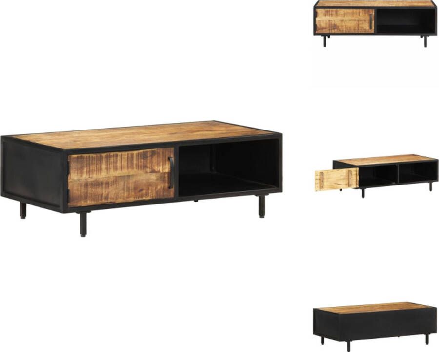 VidaXL Salontafel Industriële Stijl 105 x 50 x 35 cm Ruw mangohout en gepoedercoat staal Tafel - Foto 2