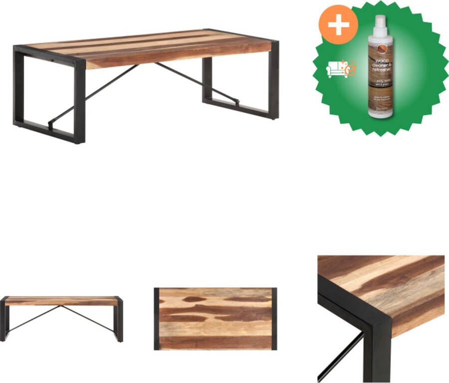 VidaXL Salontafel Industriële Stijl 120 x 60 x 40 cm Massief Acaciahout en Rubberwood Sheesham Afwerking Bruin Zwart Tafel Inclusief Houtreiniger en verfrisser