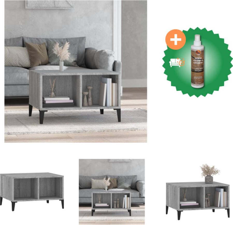 VidaXL Salontafel Scandinavische stijl Tafel 60 x 50 x 36.5 cm Grijs Sonoma eiken Duurzaam hout Tafel Inclusief Houtreiniger en verfrisser - Foto 2