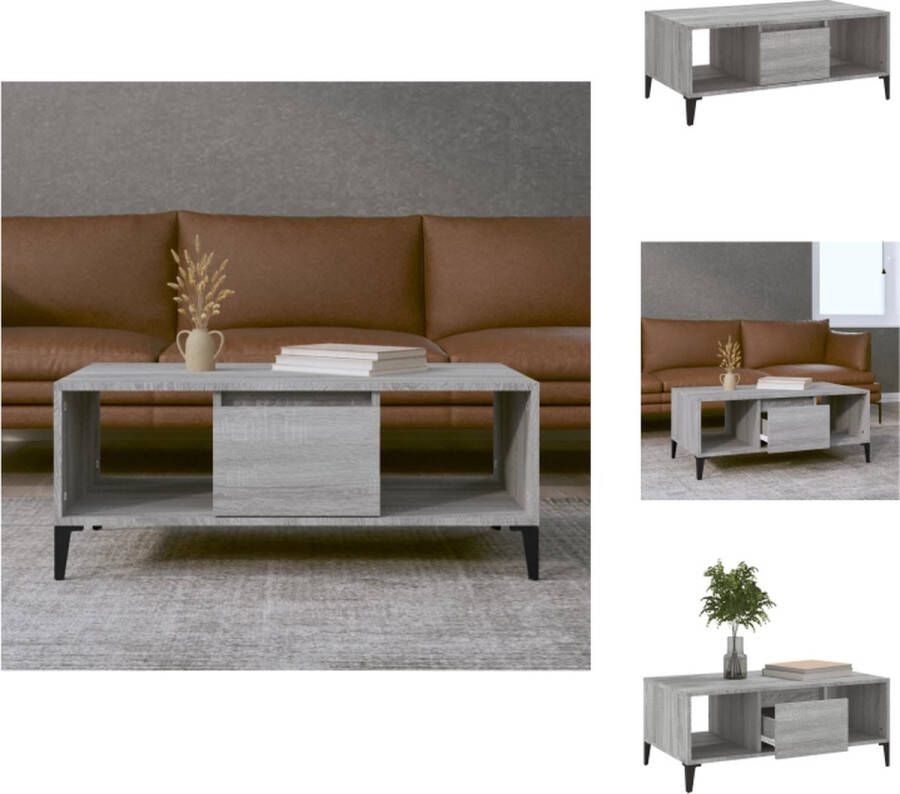 VidaXL Salontafel Salontafeltje Salontafels Tafel Salontafel 90x50x36 5 cm bewerkt hout grijs sonoma