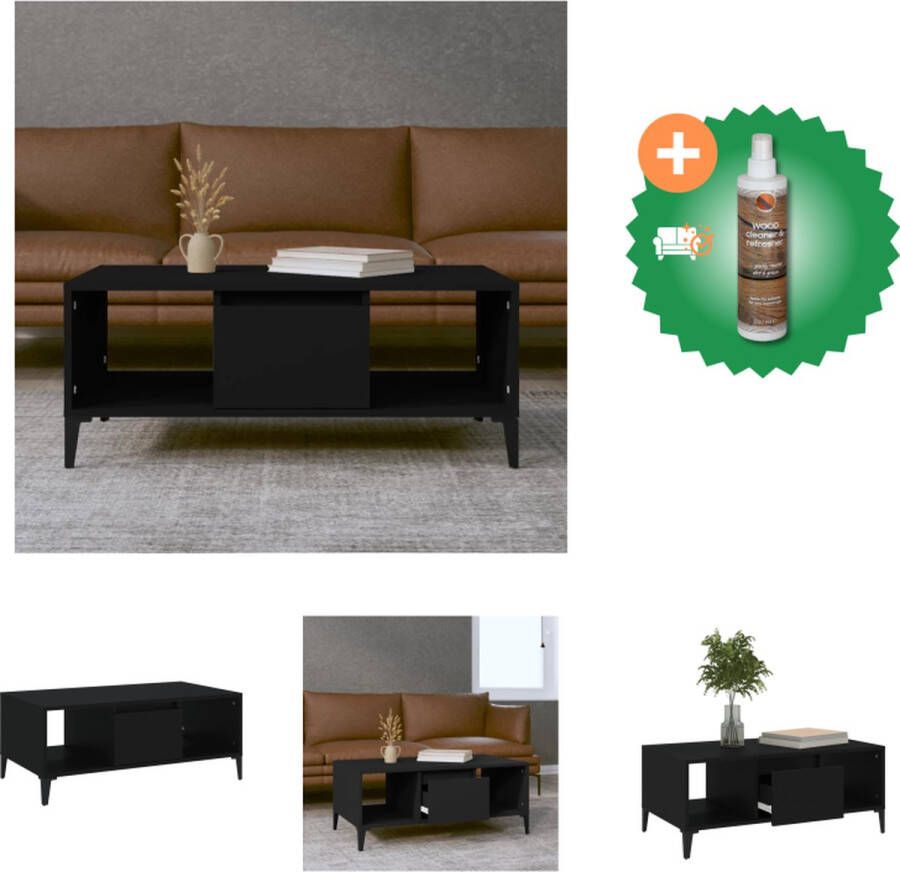 VidaXL Salontafel Zwart 90 x 50 x 36.5 cm Duurzaam bewerkt hout Voldoende opbergruimte Tafel Inclusief Houtreiniger en verfrisser - Foto 3