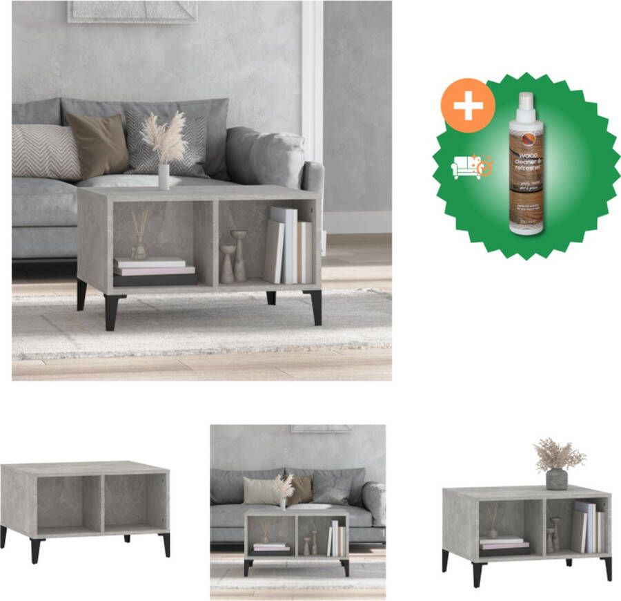 VidaXL Salontafel Scandinavische Stijl Betongrijs 60 x 50 x 36.5 cm Tafel Inclusief Houtreiniger en verfrisser