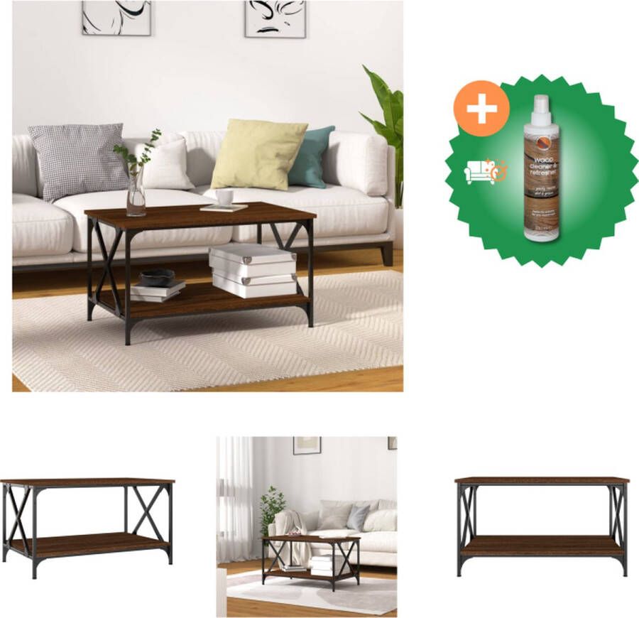 VidaXL Salontafel 80x50x45 cm bewerkt hout en ijzer bruineikenkleurig Tafel Inclusief Houtreiniger en verfrisser